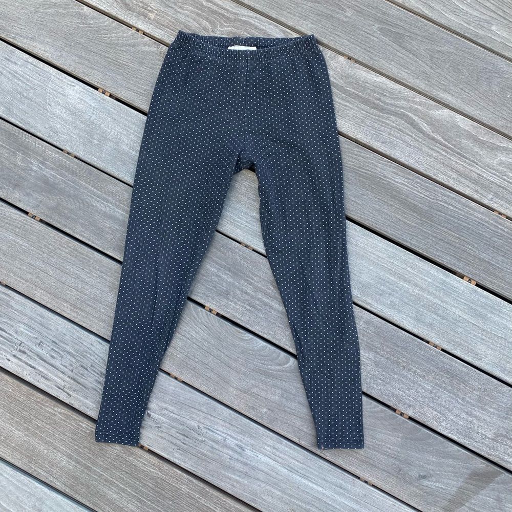 Super Cute 90s Vtg Tiny Polka Dot Black Cotton Leggings XS Small Medium Womens